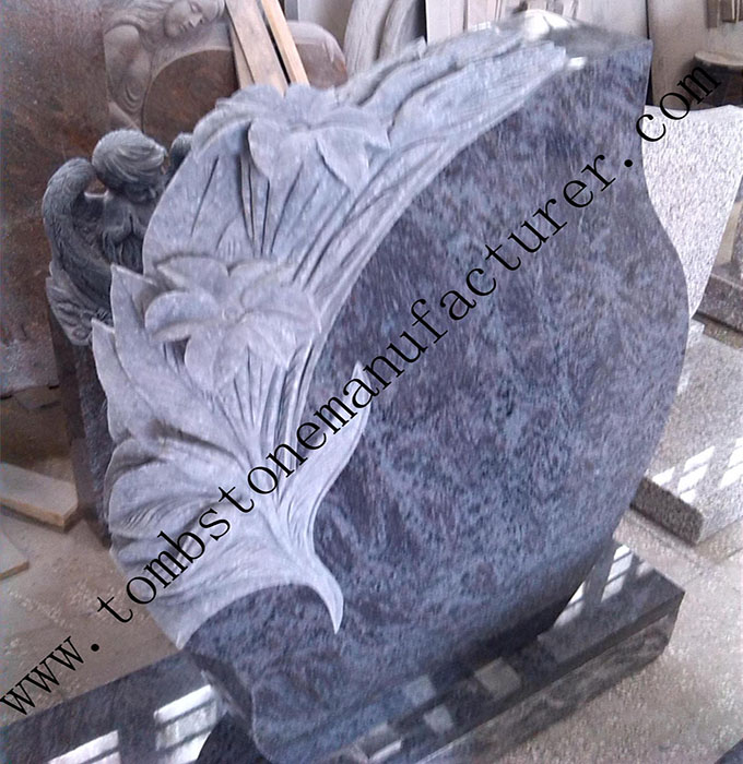 lily carving granite headstone4 - Click Image to Close